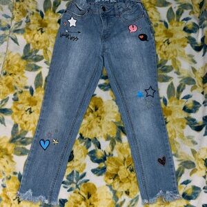 Cat & Jack Blue Jeans with Fun Patches Girl 10 Years